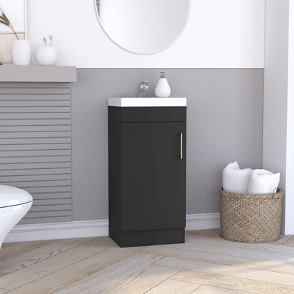 Madrid Bathroom Vanity Sink, Metal Handle, Single Door Cabinet -Black image 1