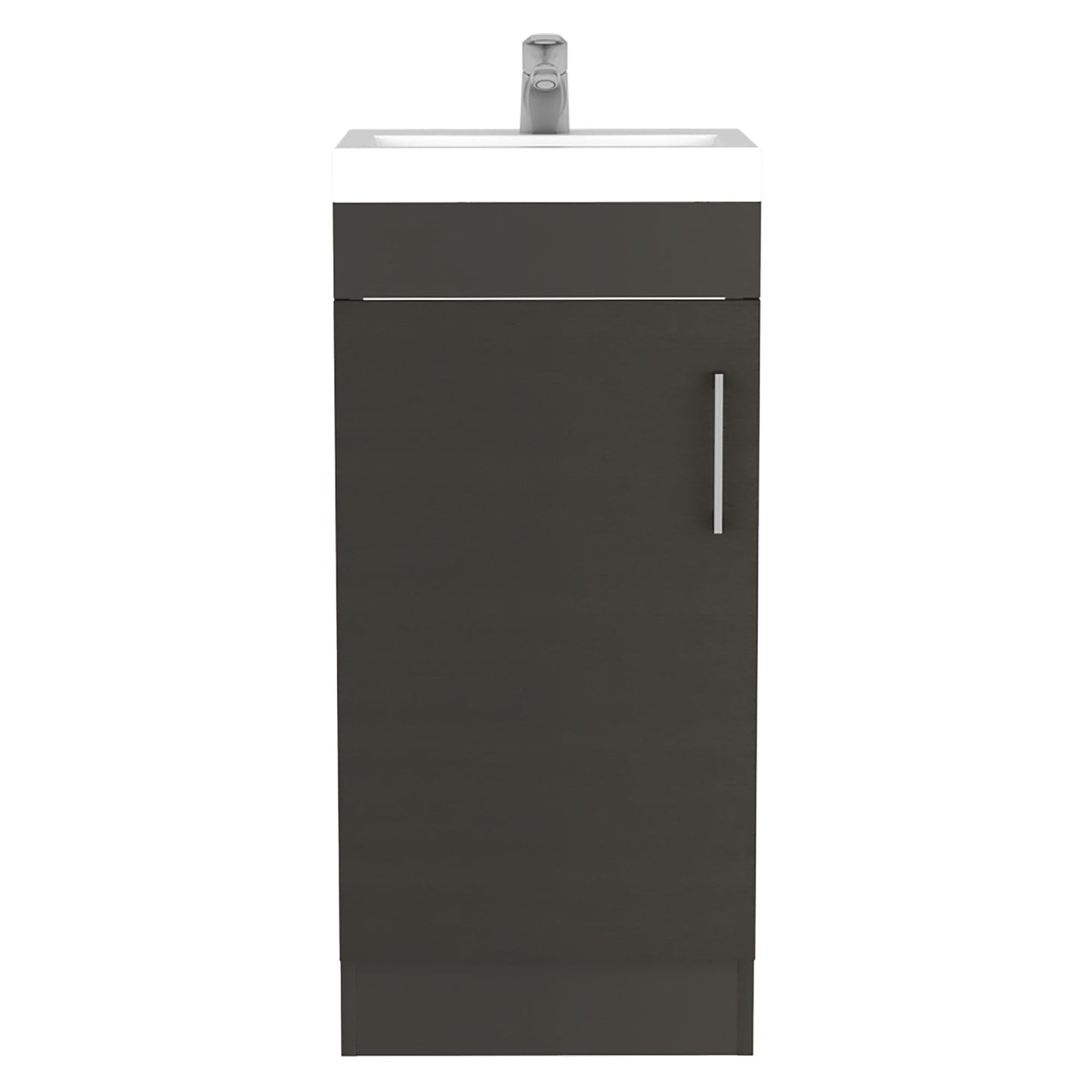 Madrid Bathroom Vanity Sink, Metal Handle, Single Door Cabinet -Black image 2