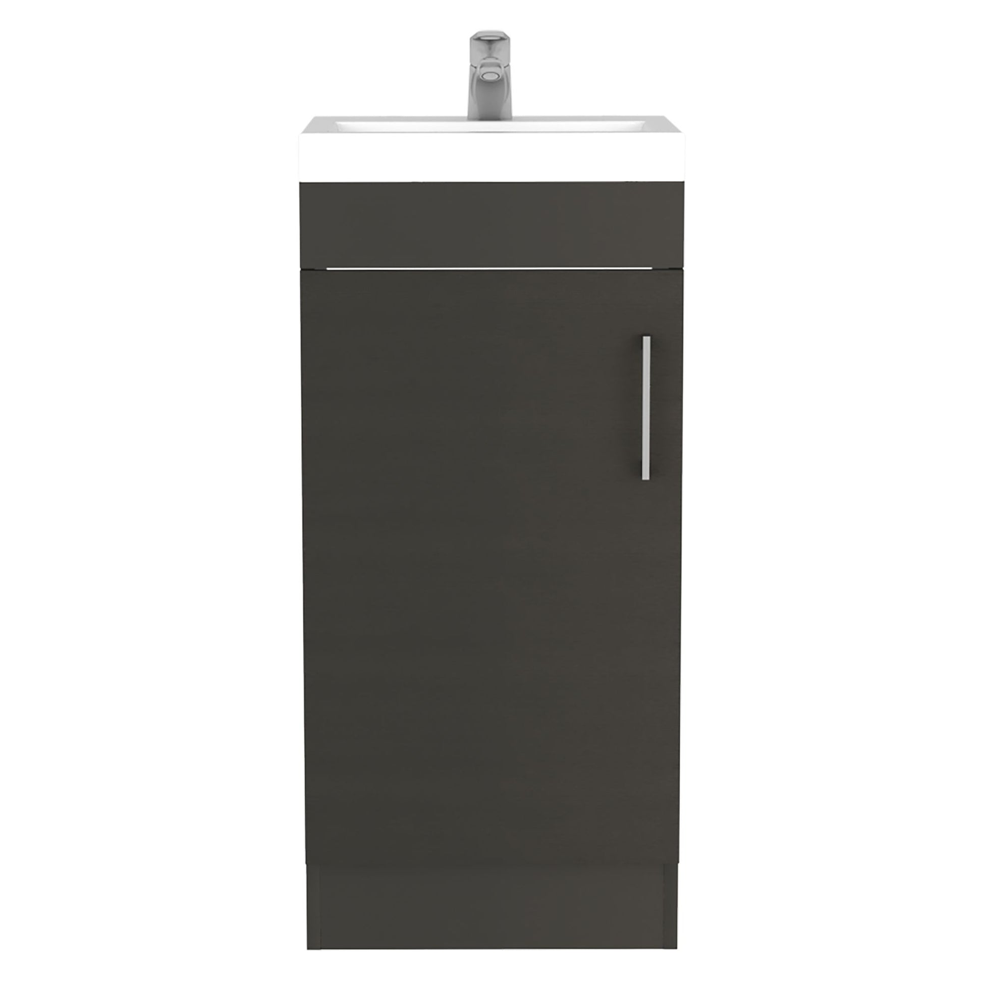 Madrid Bathroom Vanity Sink, Metal Handle, Single Door Cabinet -Black image 2
