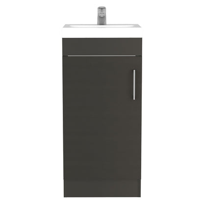 Madrid Bathroom Vanity Sink, Metal Handle, Single Door Cabinet -Black image 2