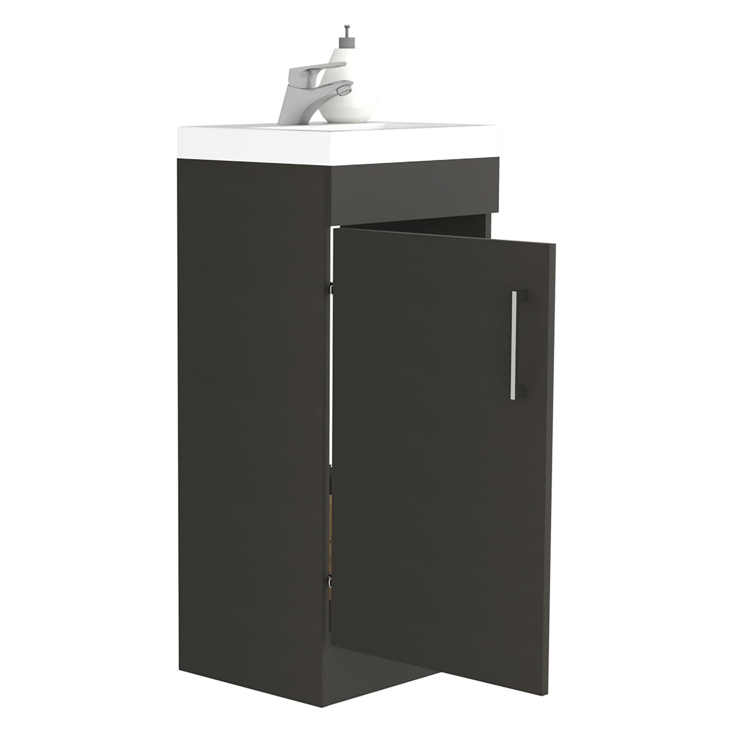 Madrid Bathroom Vanity Sink, Metal Handle, Single Door Cabinet -Black image 6