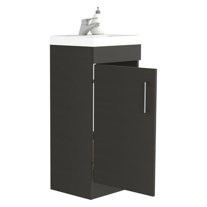 Madrid Bathroom Vanity Sink, Metal Handle, Single Door Cabinet -Black image 6