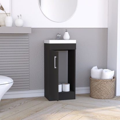Madrid Bathroom Vanity Sink, Metal Handle, Single Door Cabinet -Black image 4
