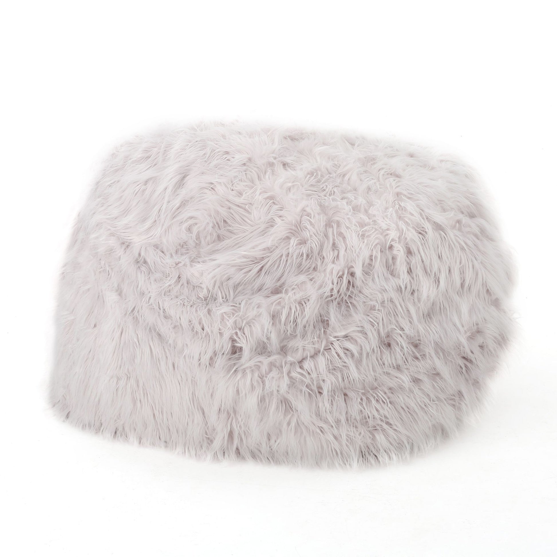 Mahin 5 Foot Rounded Faux Fur Bean Bag, Lavender image 1