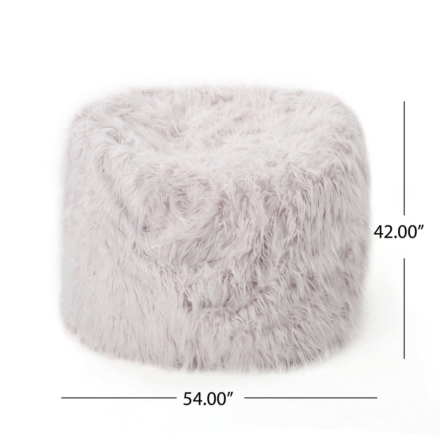 Mahin 5 Foot Rounded Faux Fur Bean Bag, Lavender image 4