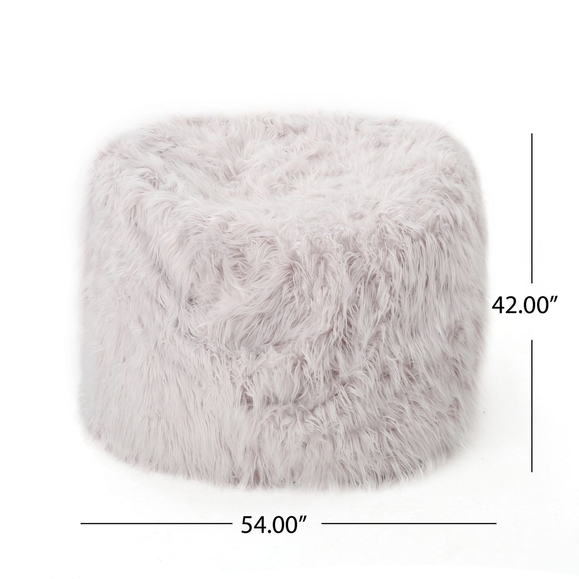 Mahin 5 Foot Rounded Faux Fur Bean Bag, Lavender image 4