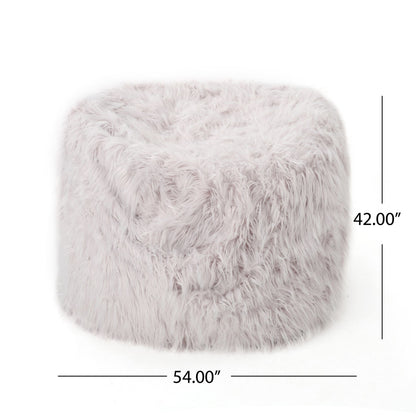 Mahin 5 Foot Rounded Faux Fur Bean Bag, Lavender image 4