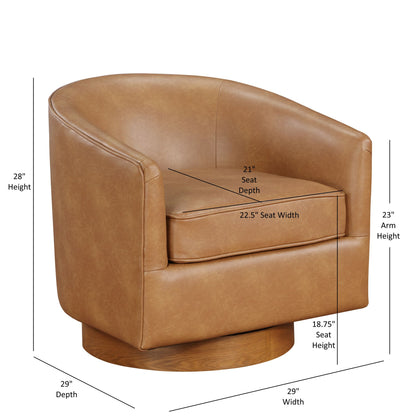 Maisy Saddle Faux Leather Wood Base Barrel Swivel Chair image 8