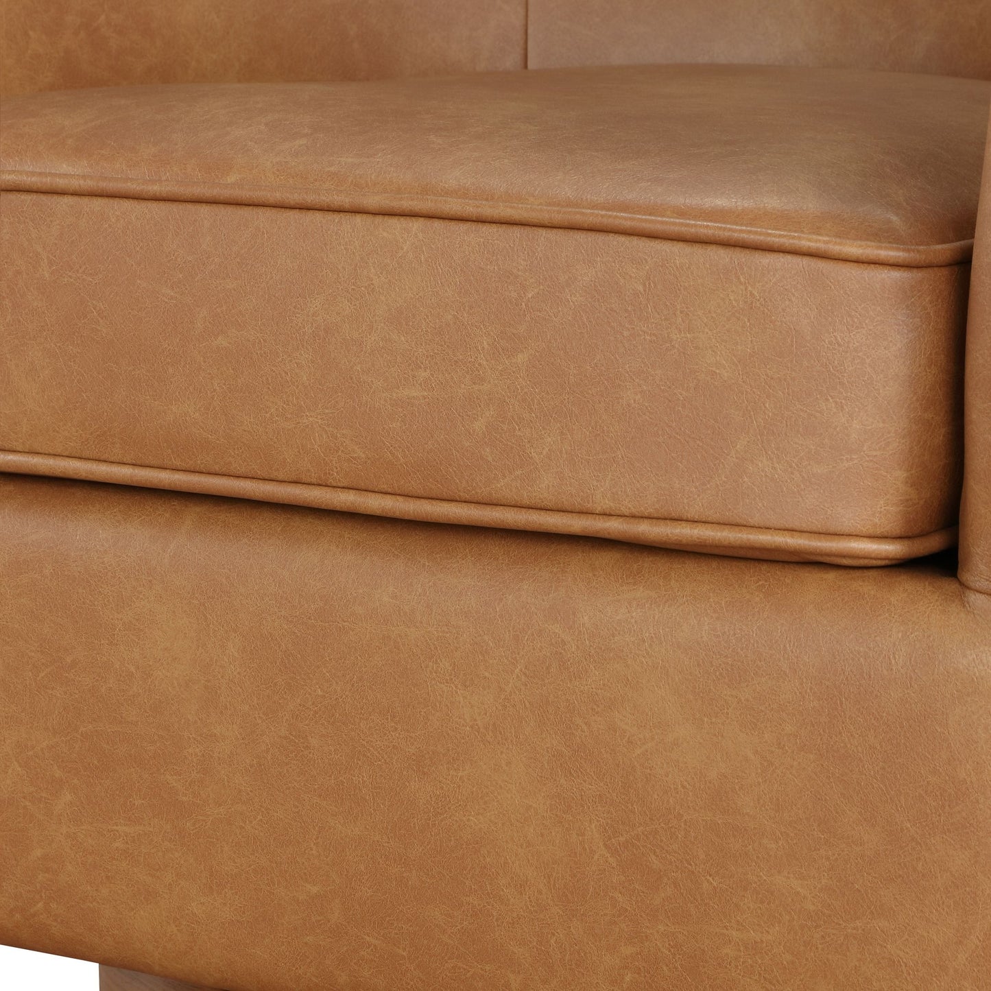Maisy Saddle Faux Leather Wood Base Barrel Swivel Chair image 11
