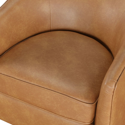 Maisy Saddle Faux Leather Wood Base Barrel Swivel Chair image 9