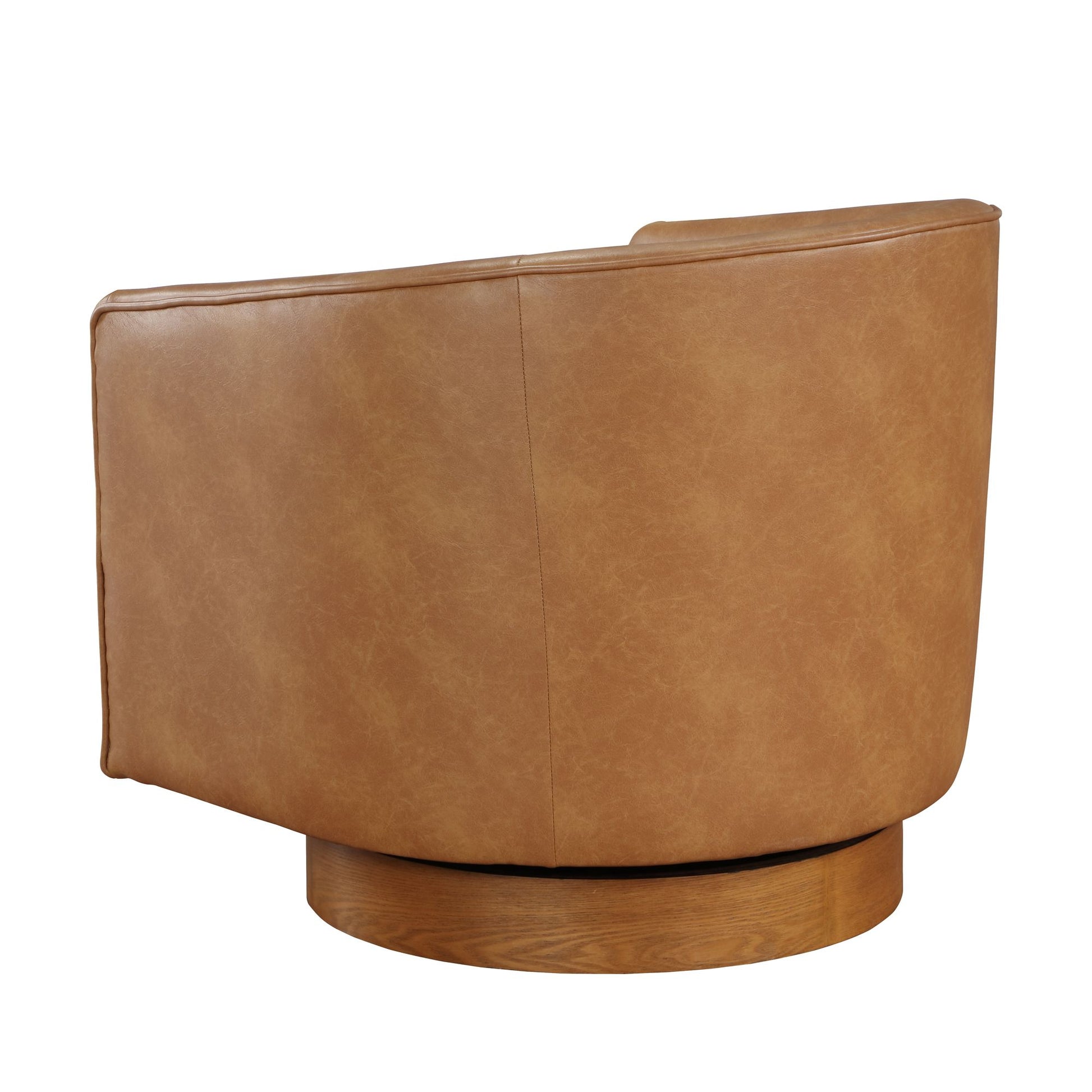 Maisy Saddle Faux Leather Wood Base Barrel Swivel Chair image 6