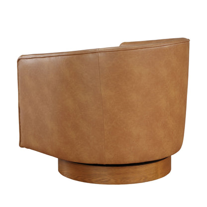 Maisy Saddle Faux Leather Wood Base Barrel Swivel Chair image 6