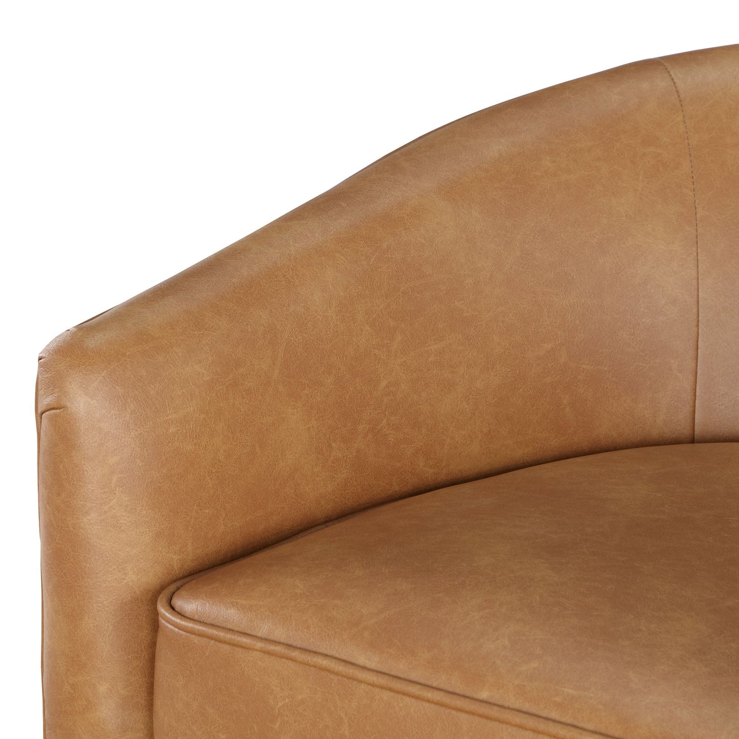 Maisy Saddle Faux Leather Wood Base Barrel Swivel Chair image 10
