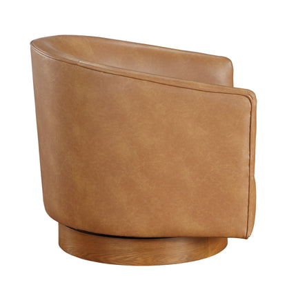 Maisy Saddle Faux Leather Wood Base Barrel Swivel Chair image 7
