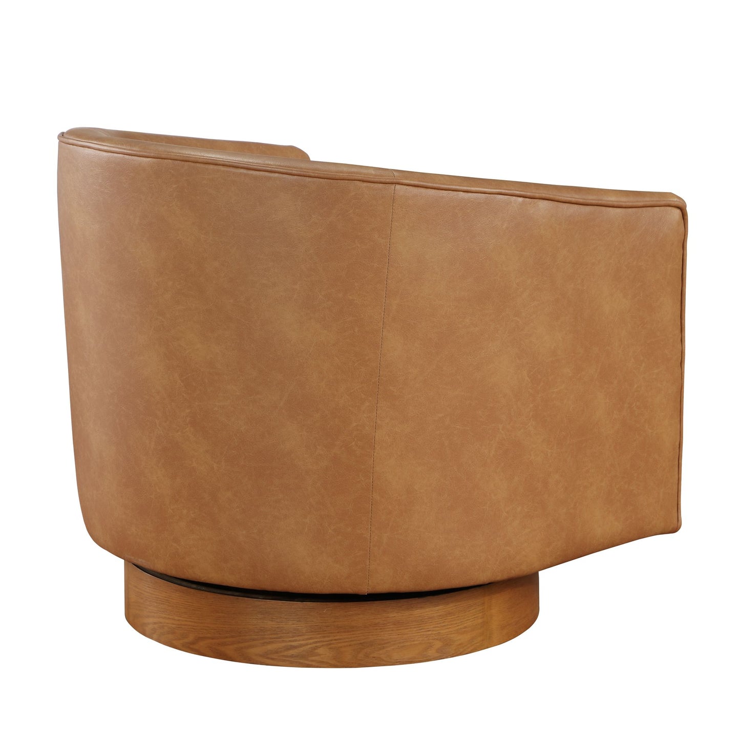 Maisy Saddle Faux Leather Wood Base Barrel Swivel Chair image 5
