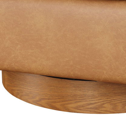 Maisy Saddle Faux Leather Wood Base Barrel Swivel Chair image 12