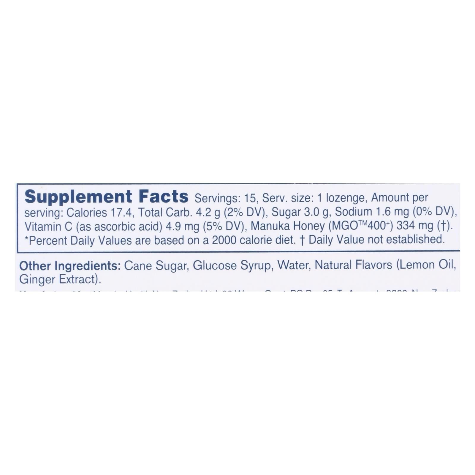 Manuka Health - Loz Honey Mgo 400+lem Ginger - 1 Each 1-15 Ct image 2