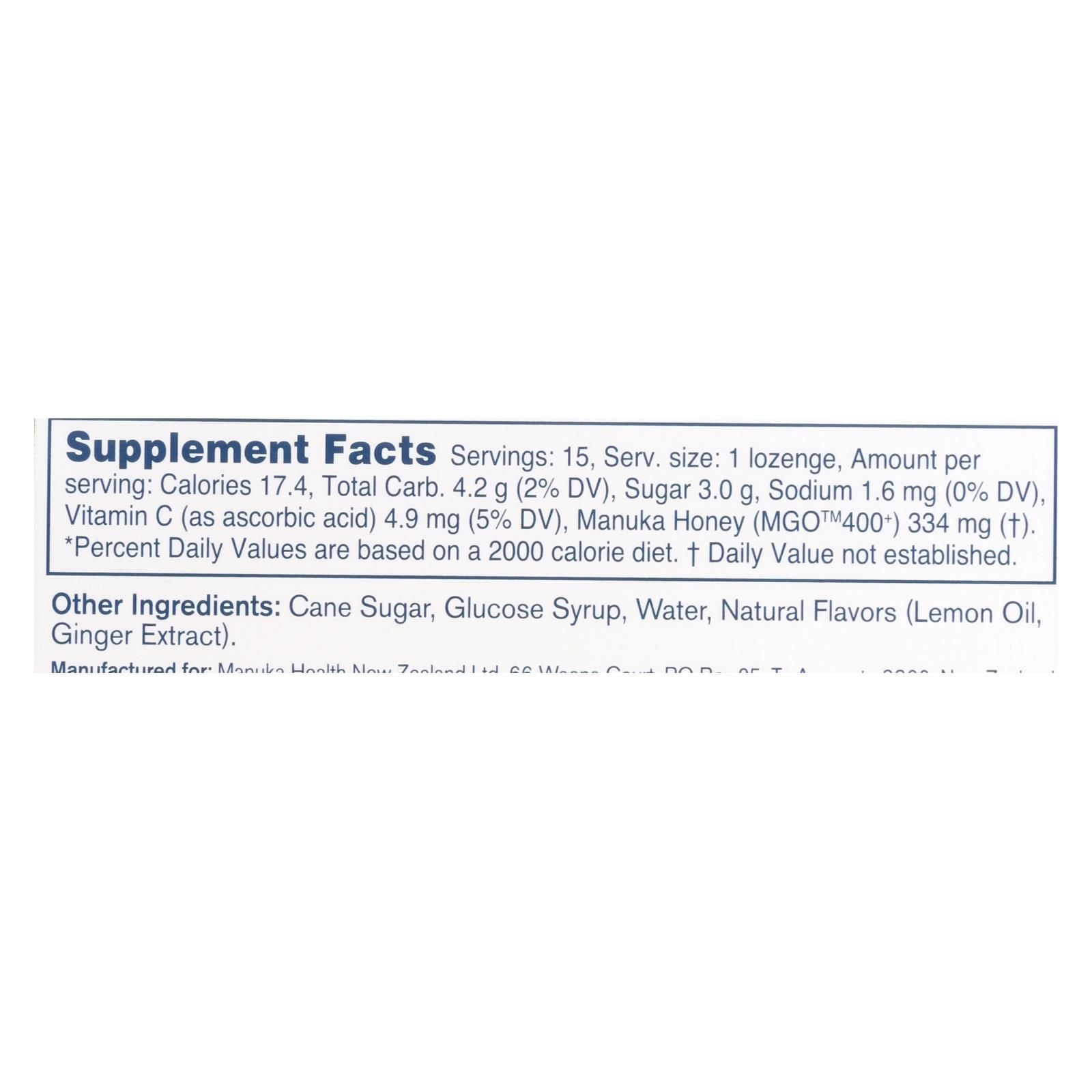 Manuka Health - Loz Honey Mgo 400+lem Ginger - 1 Each 1-15 Ct image 6