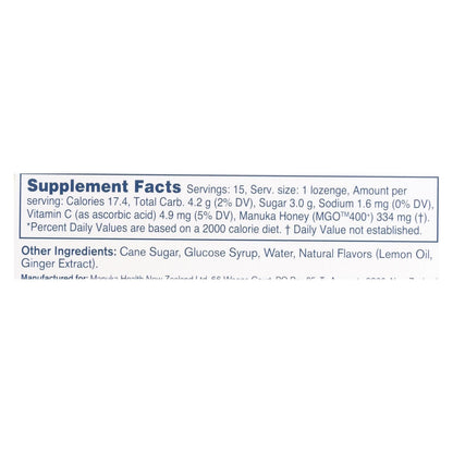 Manuka Health - Loz Honey Mgo 400+lem Ginger - 1 Each 1-15 Ct image 6