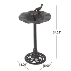 e Lancaster Outdoor Aluminum and Iron Top Bird Bath with Iron Base, Bronze