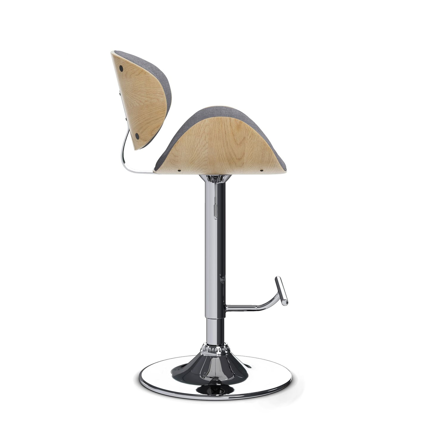 Marana - Bentwood Adjustable Swivel Bar Stool - Light Grey image 3