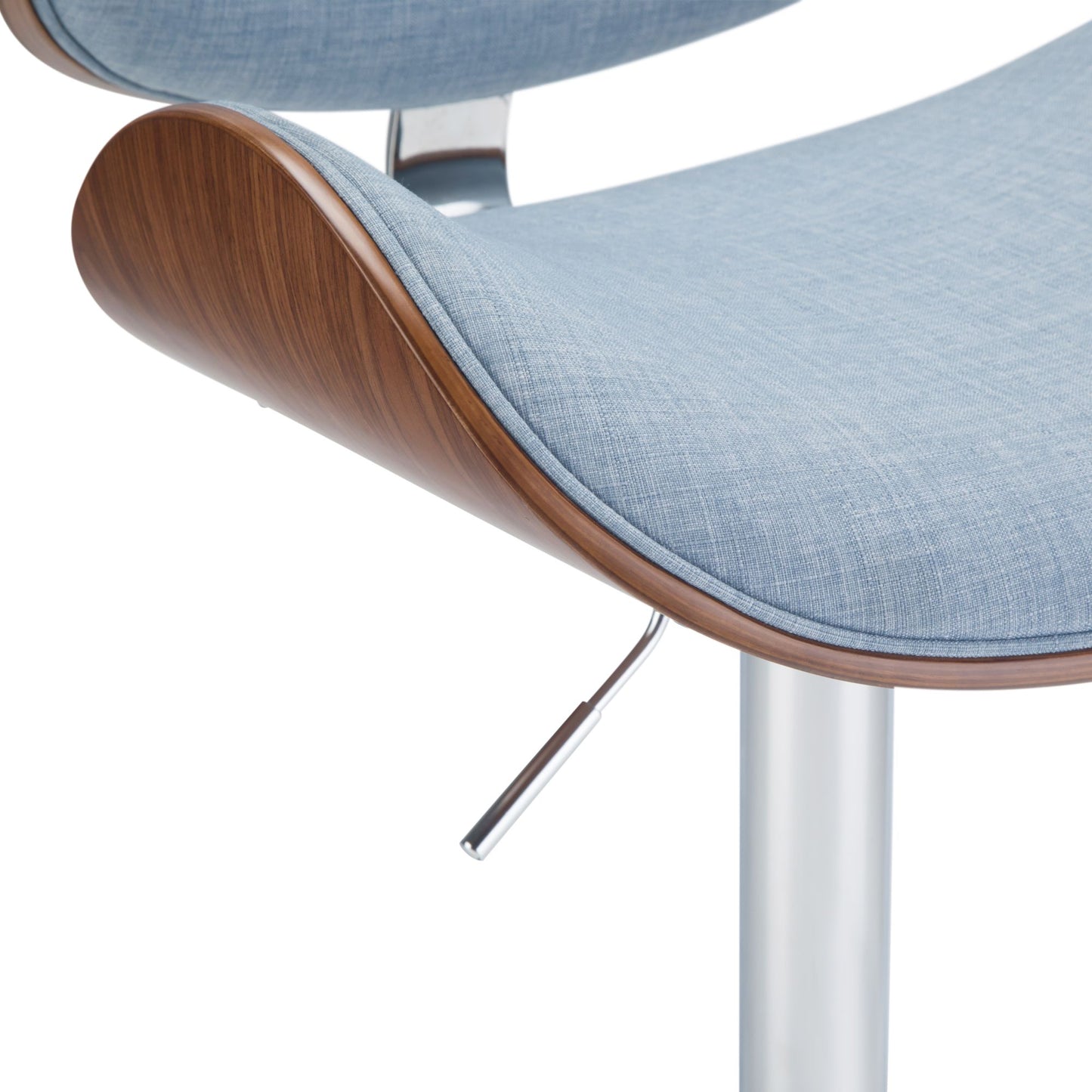 Marana 37–45 inch Seat Height Bentwood Adjustable Swivel Bar Stool in Denim Blue Linen Look Fabric image 3