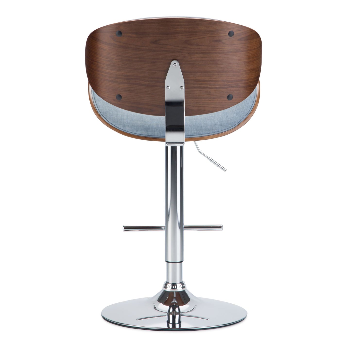 Marana 37–45 inch Seat Height Bentwood Adjustable Swivel Bar Stool in Denim Blue Linen Look Fabric image 7