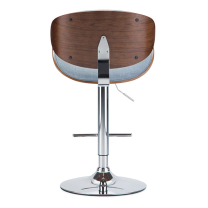 Marana 37–45 inch Seat Height Bentwood Adjustable Swivel Bar Stool in Denim Blue Linen Look Fabric image 7