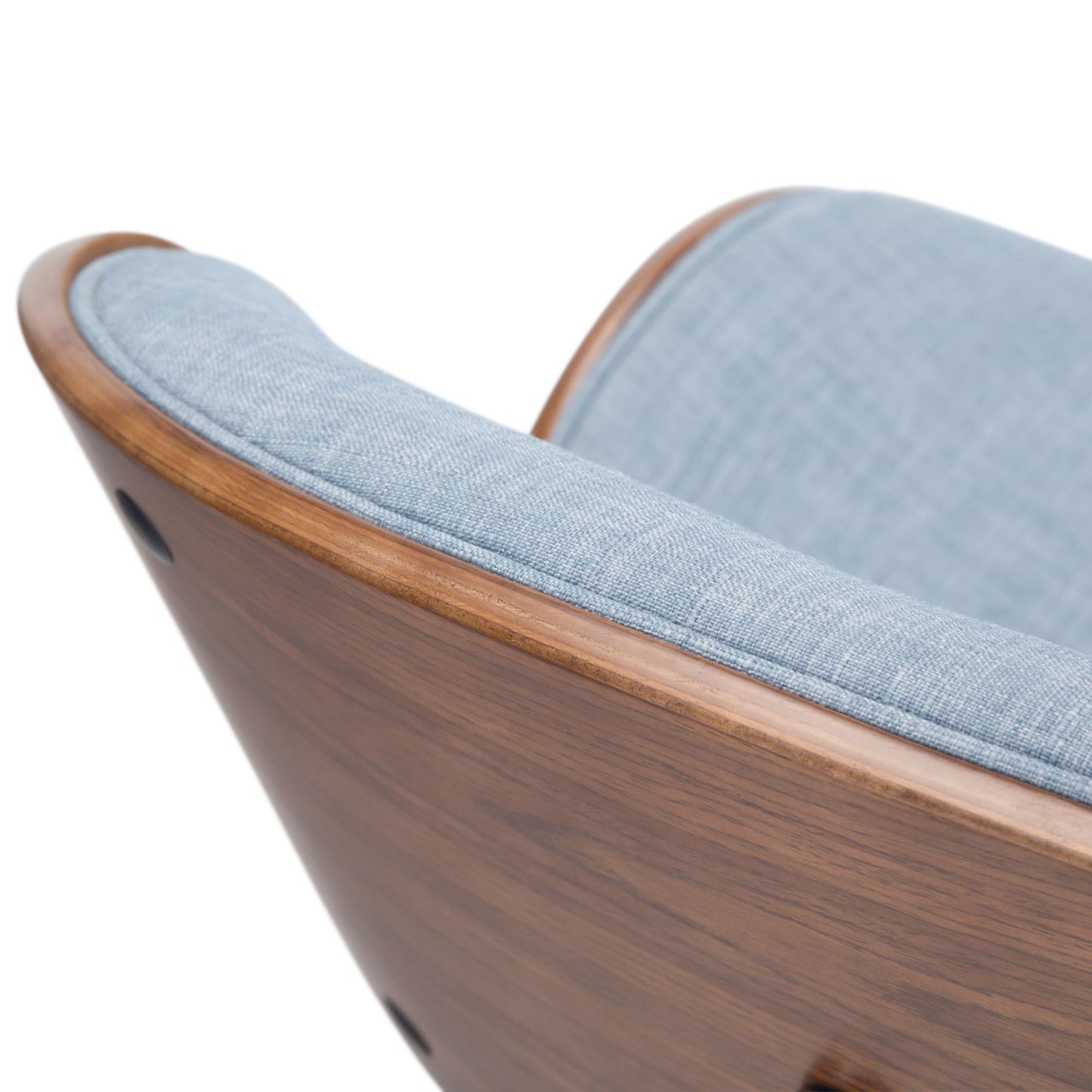 Marana 37–45 inch Seat Height Bentwood Adjustable Swivel Bar Stool in Denim Blue Linen Look Fabric image 2