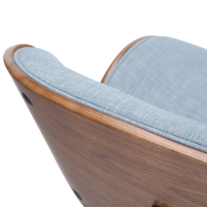 Marana 37–45 inch Seat Height Bentwood Adjustable Swivel Bar Stool in Denim Blue Linen Look Fabric image 2