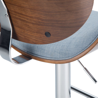 Marana 37–45 inch Seat Height Bentwood Adjustable Swivel Bar Stool in Denim Blue Linen Look Fabric image 5