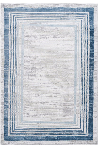 MARFI Collection 2X3 Blue / Ivory / Bordered Doormat Rug image 2