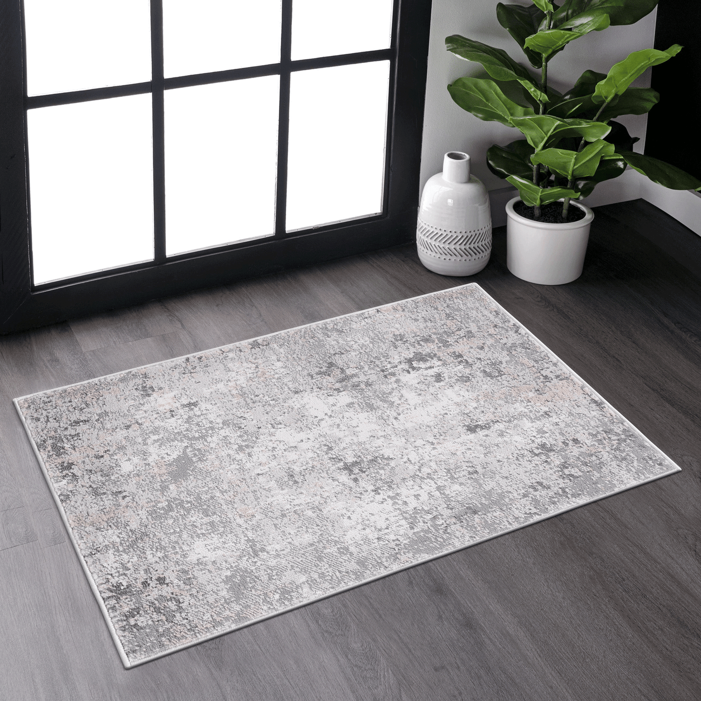 MARFI Collection 2X3 Grey / Multi / Abstract Doormat Rug image 1