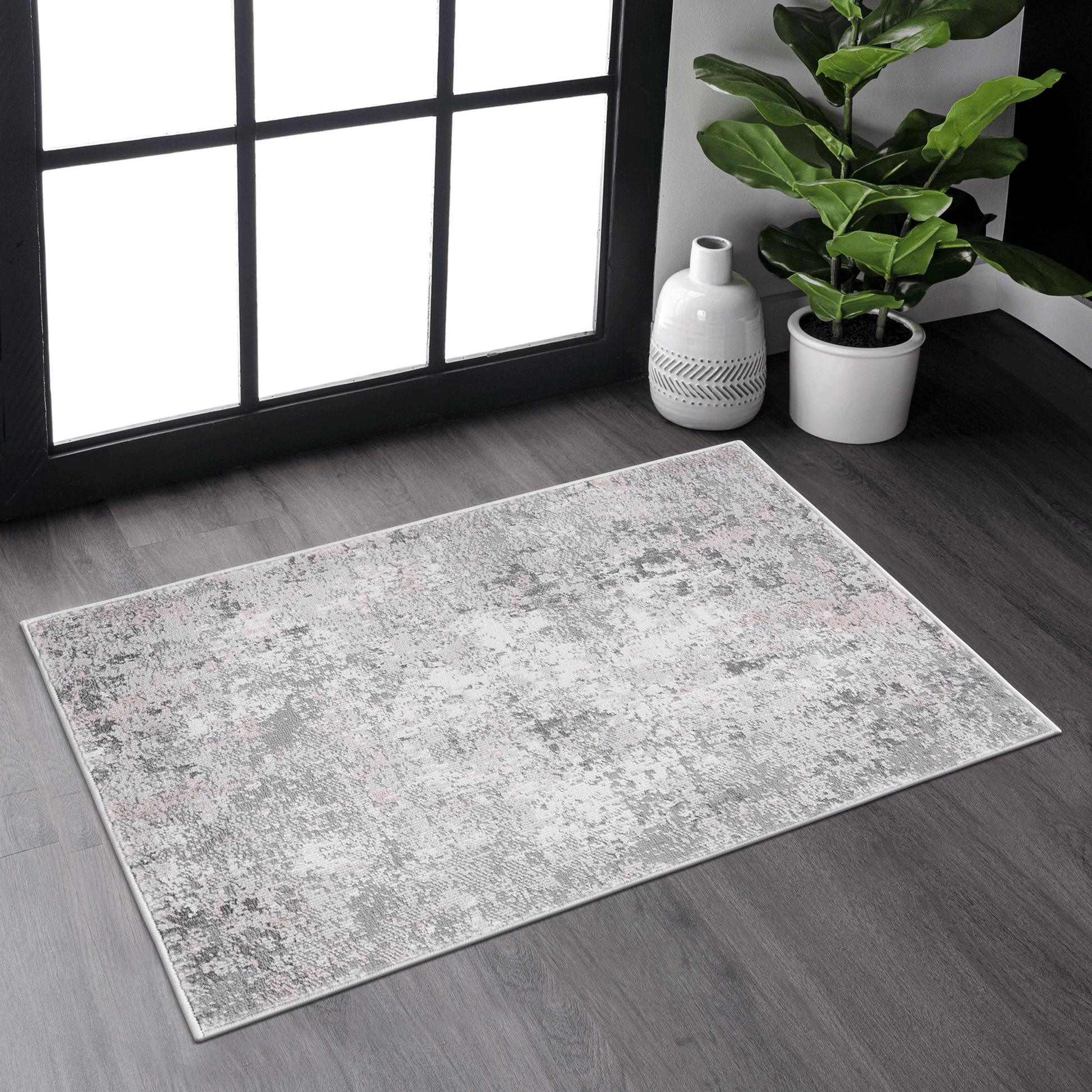 MARFI Collection 2X3 Grey / Multi / Abstract Doormat Rug image 1