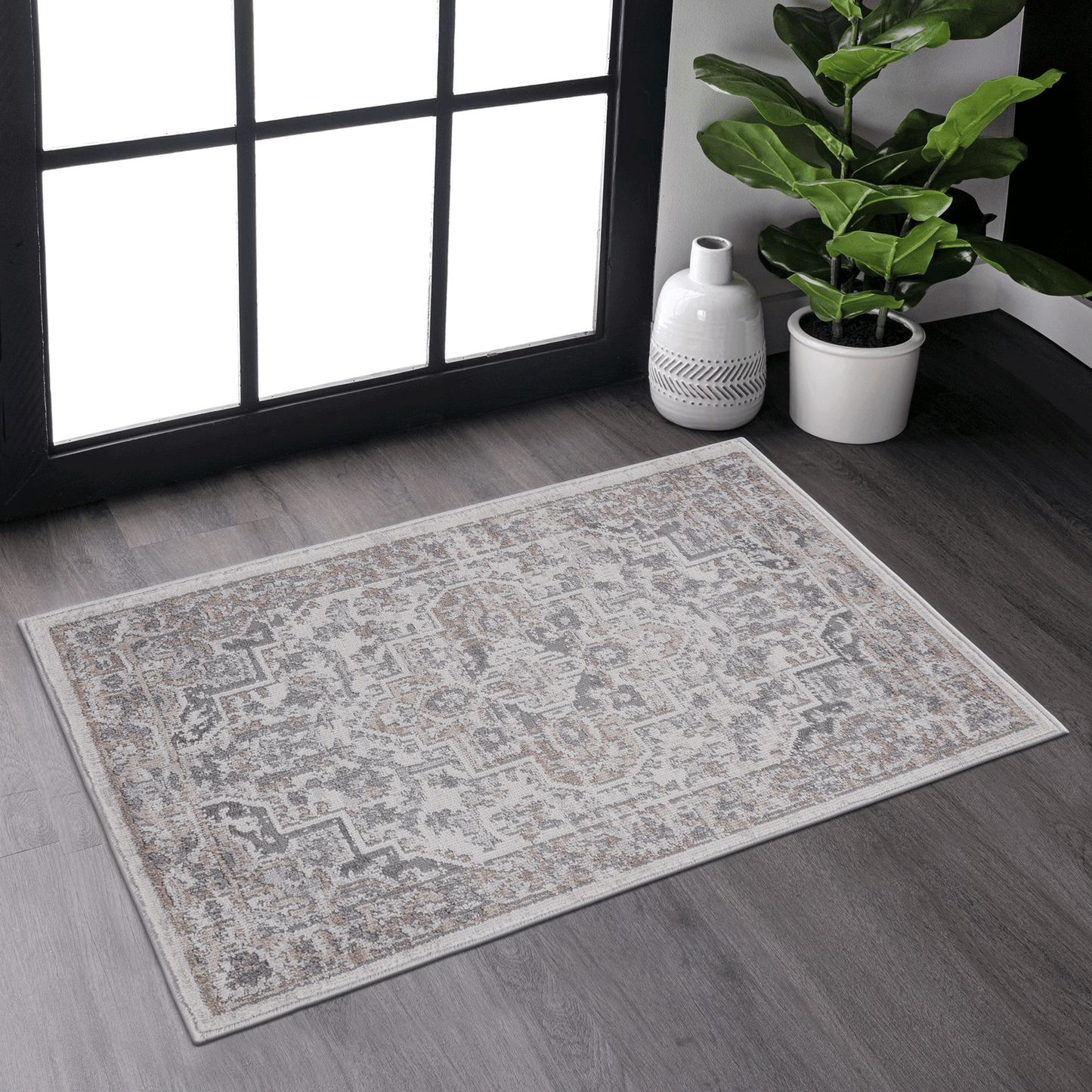MARFI Collection 2X3 Ivory / Beige / Oriental Doormat Rug image 1