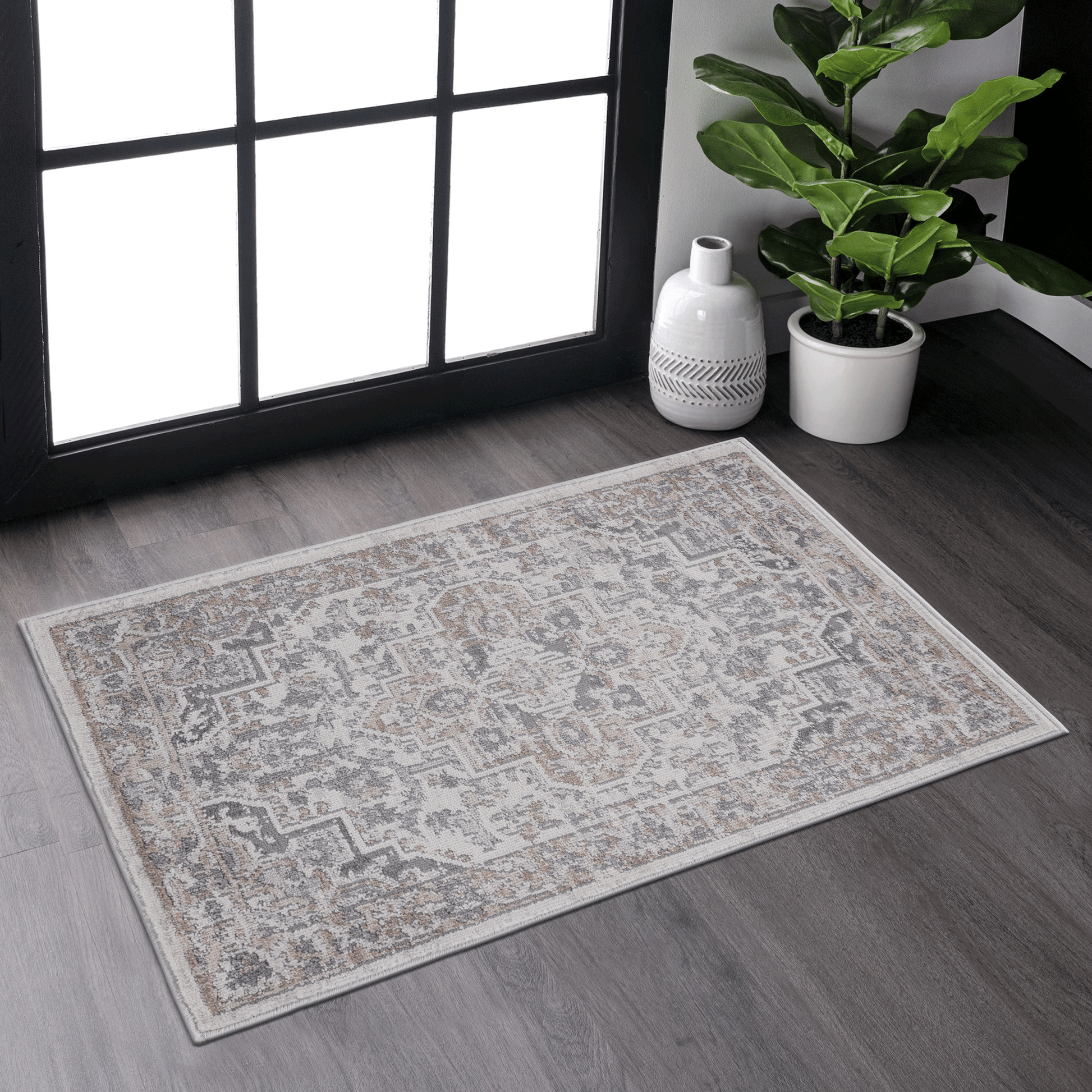 MARFI Collection 2X3 Ivory / Beige / Oriental Doormat Rug image 1
