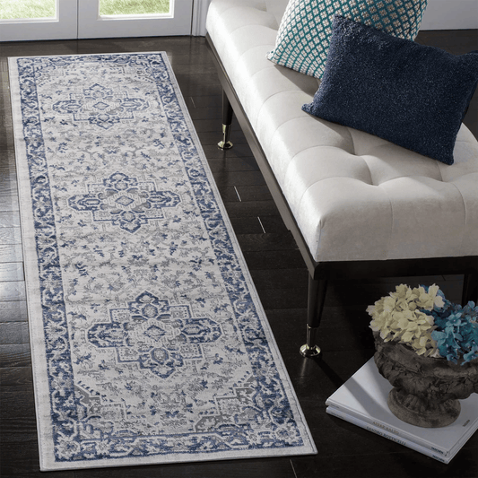 MARFI Collection 2X8 Blue / Grey / Oriental Runner Rug image 1