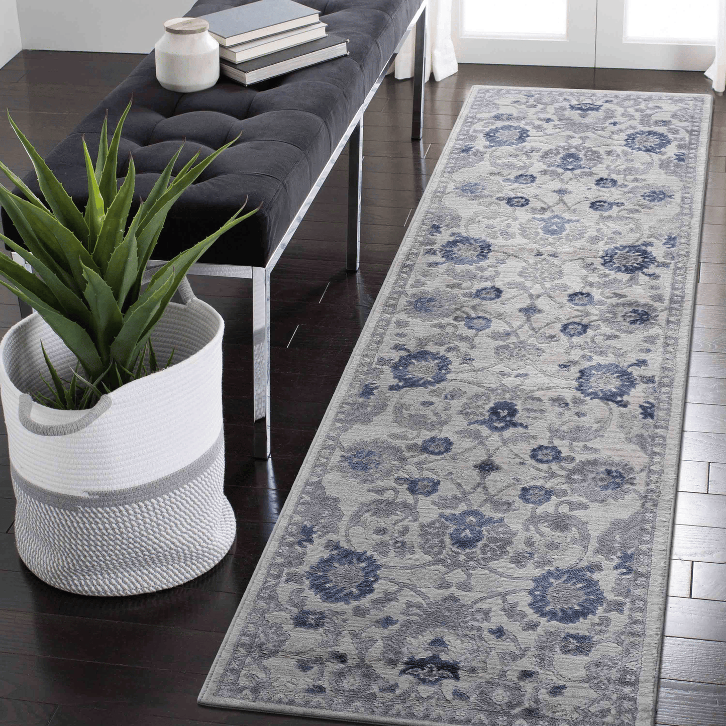 MARFI Collection 2X8 Blue / Silver / Oriental Runner Rug image 1