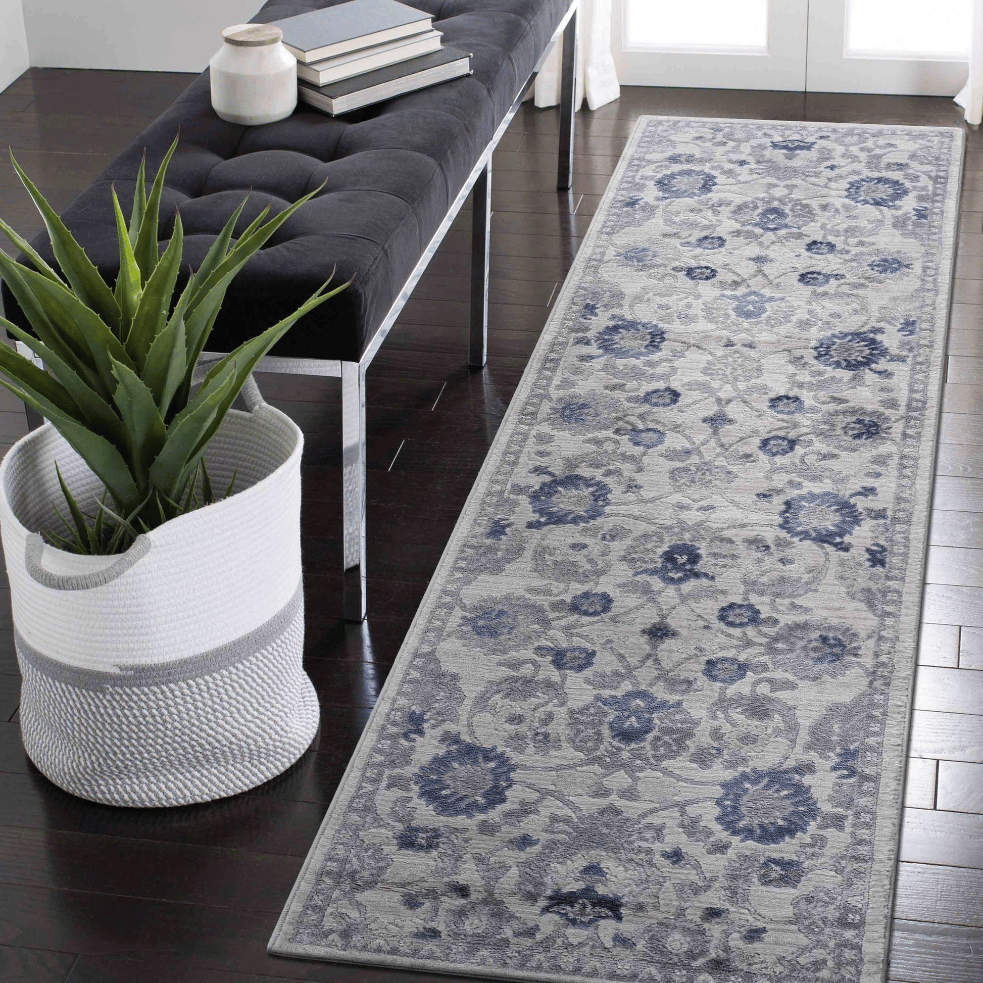 MARFI Collection 2X8 Blue / Silver / Oriental Runner Rug image 1