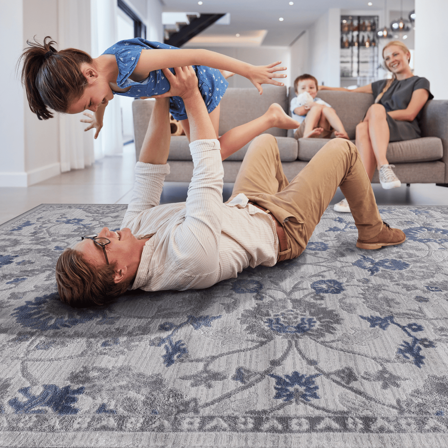 MARFI Collection 2X8 Blue / Silver / Oriental Runner Rug image 3