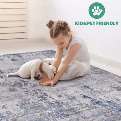MARFI Collection 2X8 Silver / Blue / Abstract Runner Rug image 6