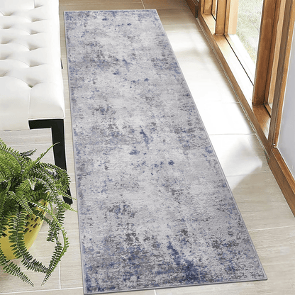 MARFI Collection 2X8 Silver / Blue / Abstract Runner Rug image 1