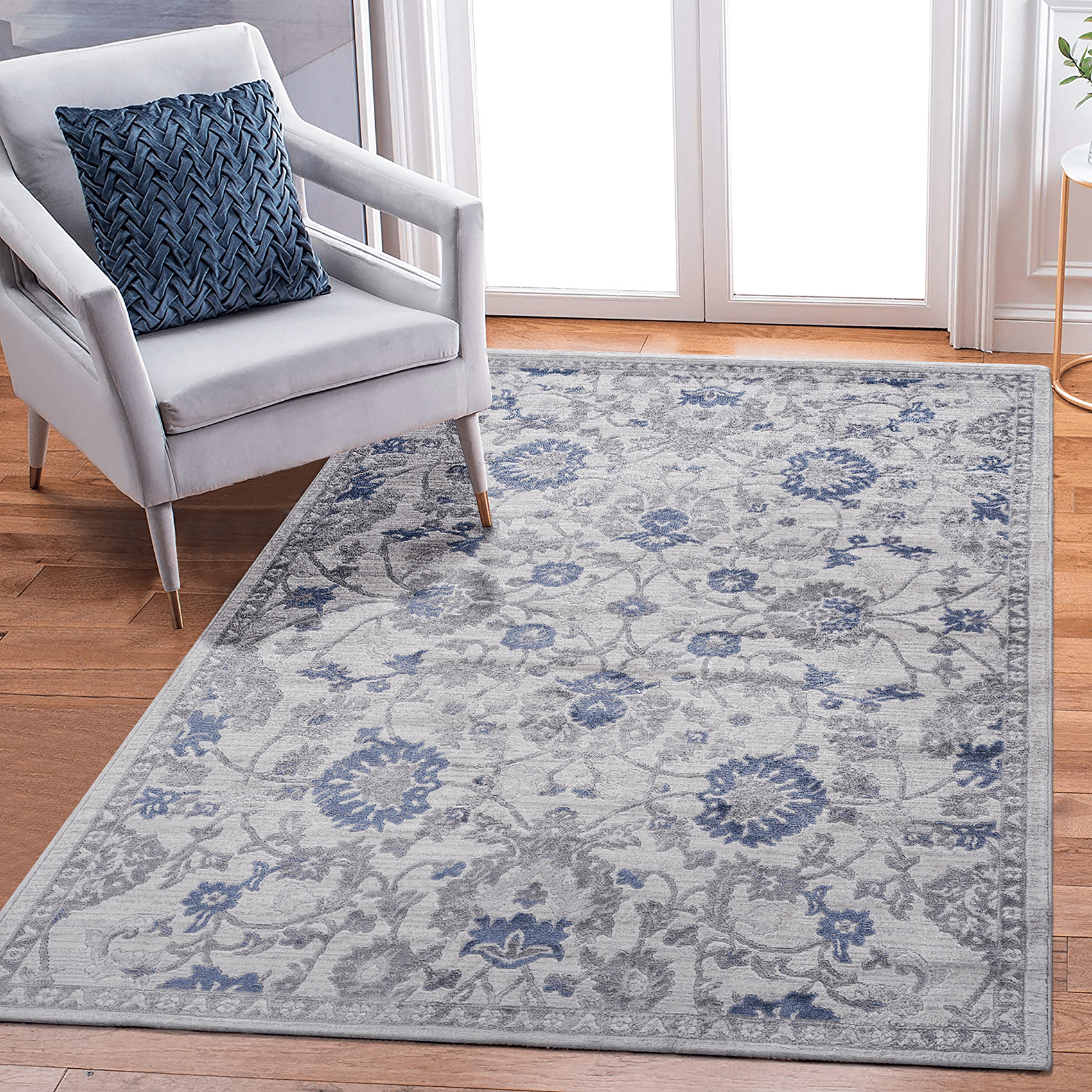 MARFI Collection 5X7 Blue / Silver / Oriental Area Rug image 1