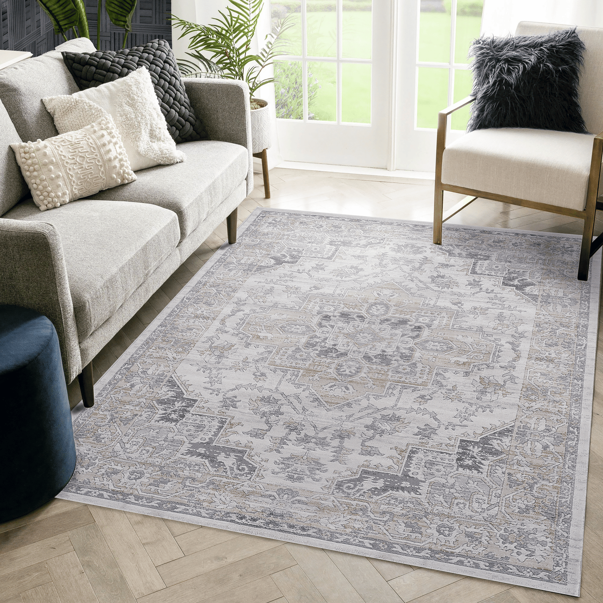 MARFI Collection 5X7 Ivory / Beige / Oriental Area Rug image 1