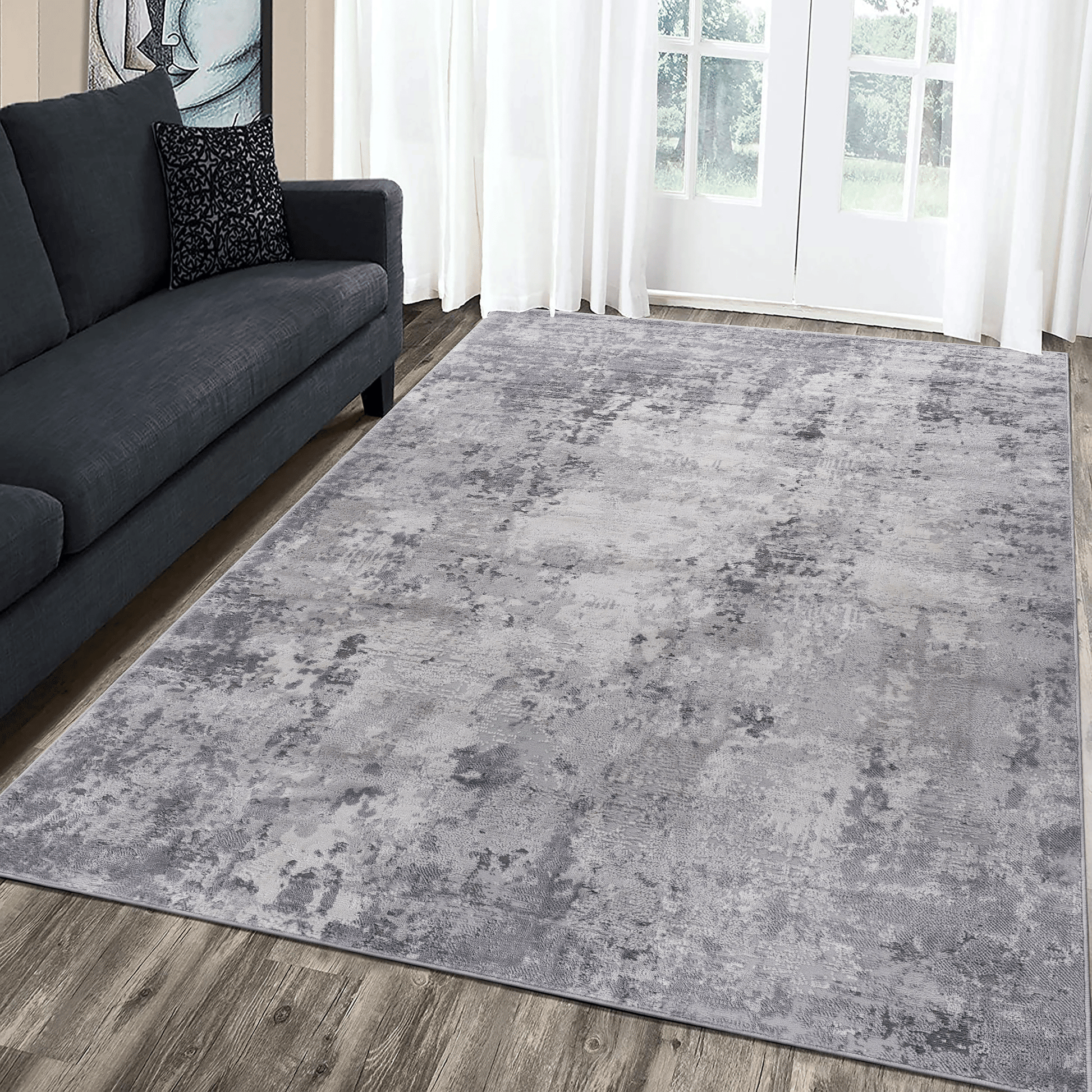 MARFI Collection 5X7 Light Grey / Abstract Area Rug image 1