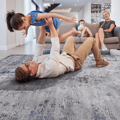 MARFI Collection 5X7 Silver / Blue / Abstract Area Rug image 3