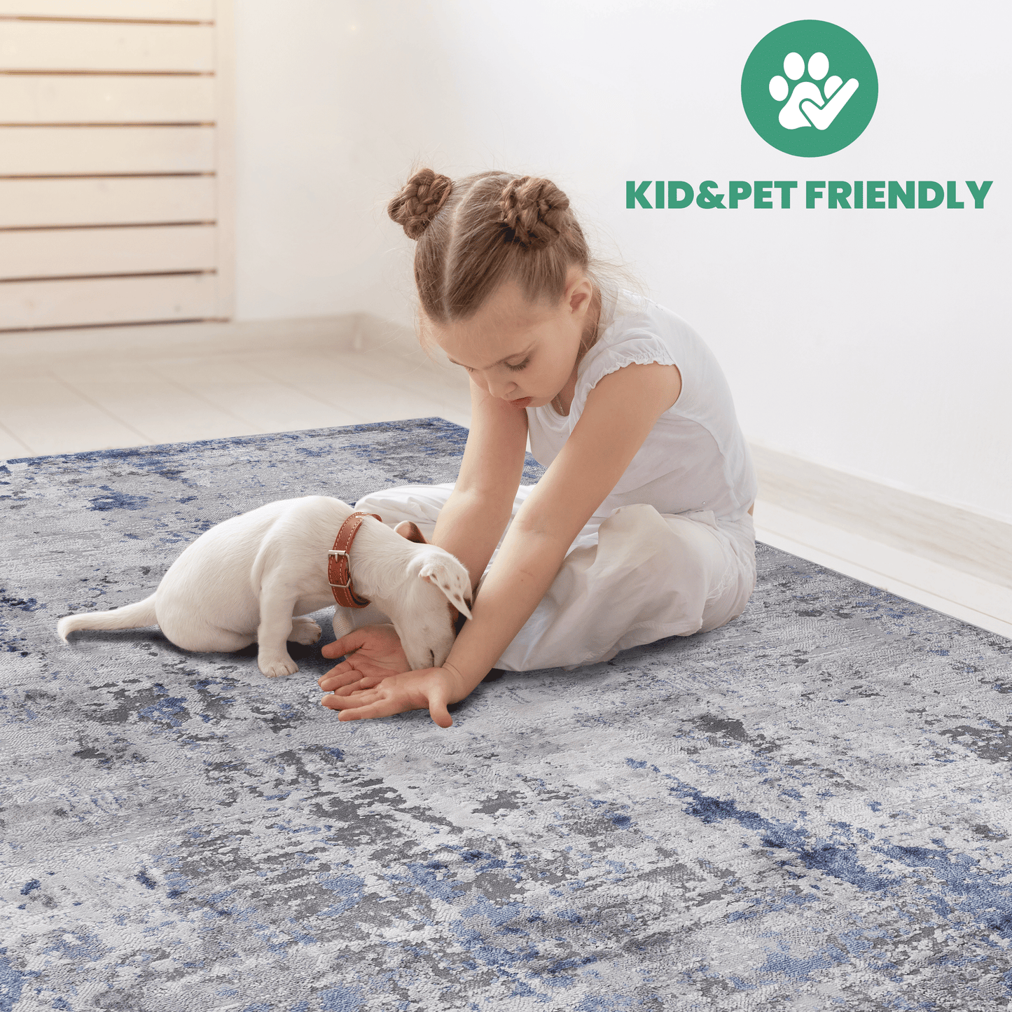 MARFI Collection 5X7 Silver / Blue / Abstract Area Rug image 5