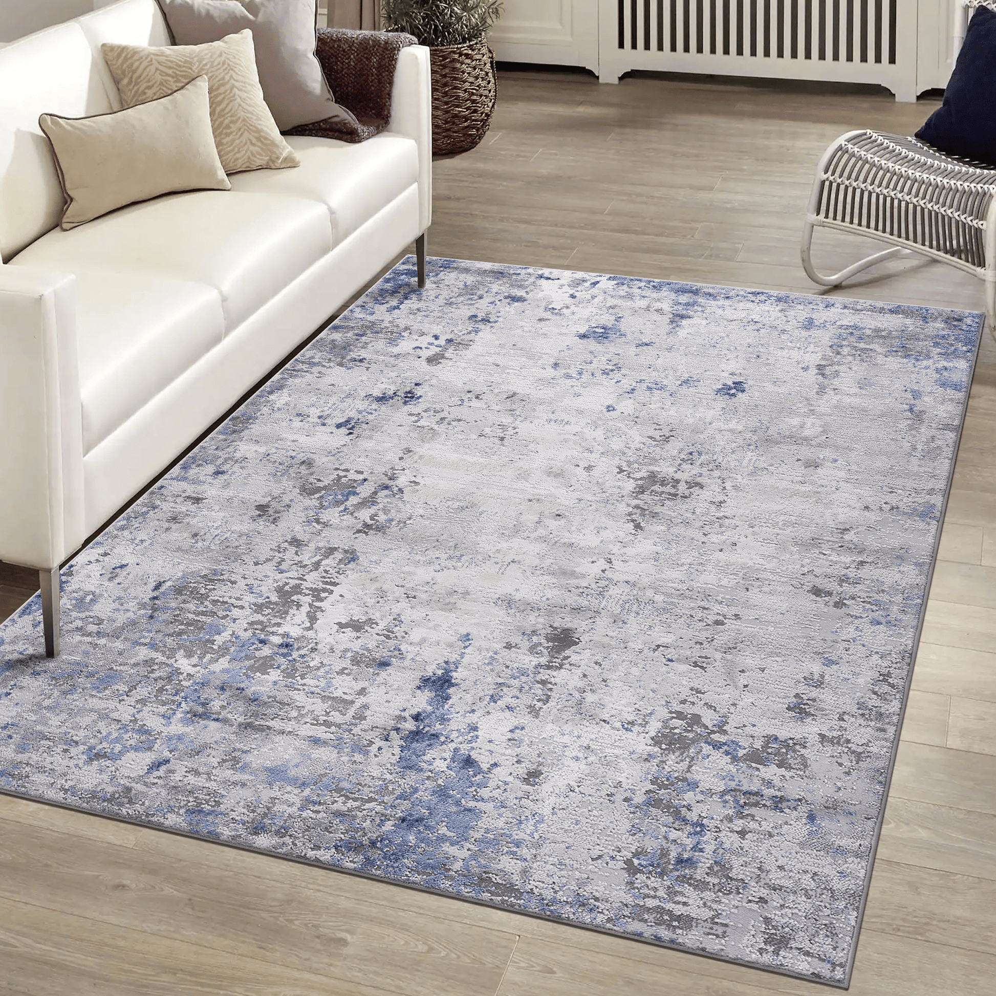 MARFI Collection 5X7 Silver / Blue / Abstract Area Rug image 1