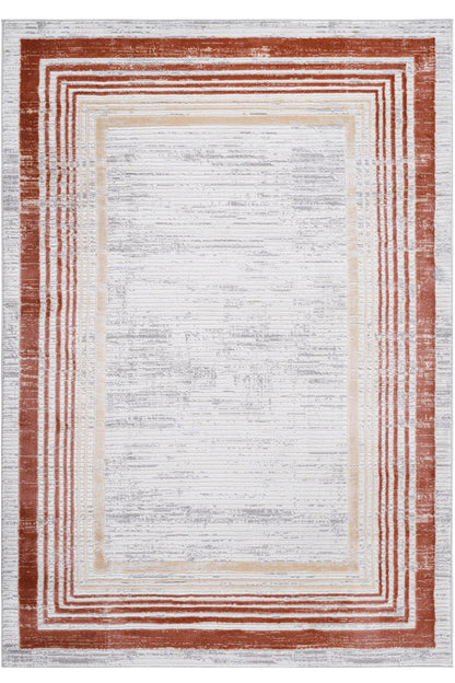 MARFI Collection 6X9 Brown / Ivory / Bordered Area Rug image 2