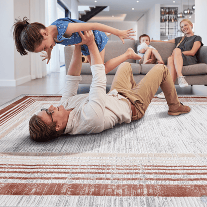 MARFI Collection 6X9 Brown / Ivory / Bordered Area Rug image 3